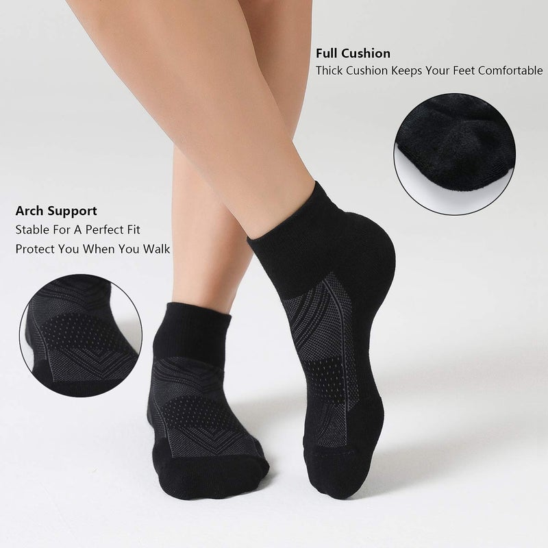 CS CELERSPORT CelerSport 6 Pack Men's Ankle Socks with Cushion, Sport Athletic Running Socks, Black, Large - Image 5