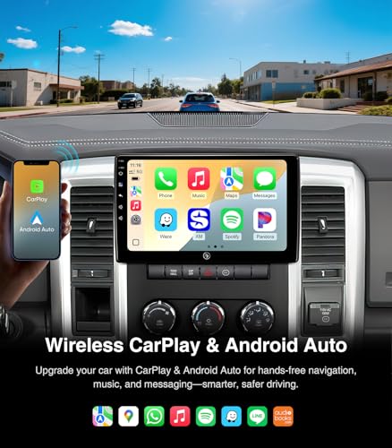 AINAVI 10 inch (4G+64G) Touchscreen Car Stereo for Dodge Ram 1500 2500 3500 (2009-2012) Radio Replacement Kit Upgrade with Wireless CarPlay Android Auto 5G WiFi BT GPS Navigation - Image 3