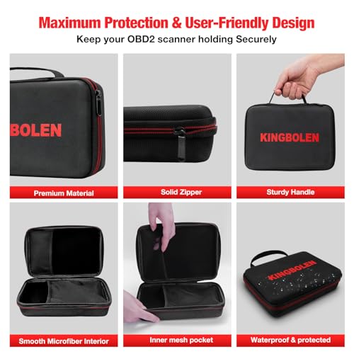 kingbolen حقيبة تخزين واقية KINGBOLEN لجهاز فحص OBD2 Launch CRP123/CRP123 Plus/Creader VII+/CR529/CR3008 Plus (حقيبة فقط) - Image 5