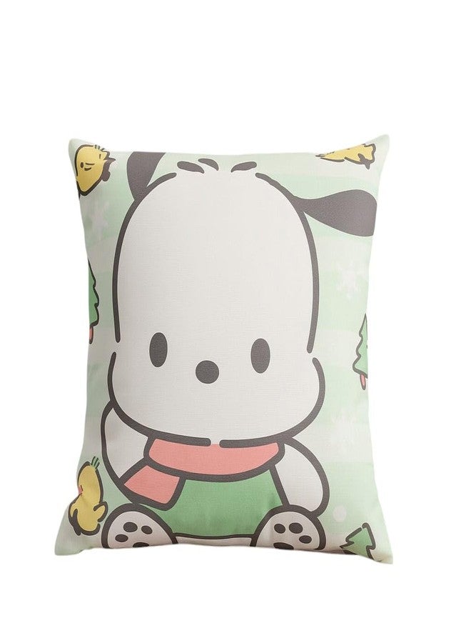 ZQBIEE Polyester Kids Cartoon Prints Cushion with Super Soft Fabric Size 16 inch x 16 inch x 2 inch (White & Green) - Image 1