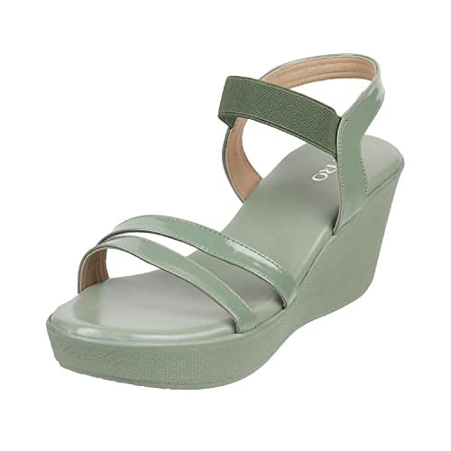 Metro Women Green Wedge Heel Sandal UK/6 EU/39 (34-120) - Image 1