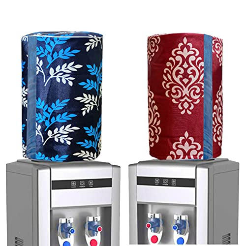KANUSHI Industries® 2 Pc Water Dispenser Bottle Cover with Water Level Indication 20 L (WD-Blue-Small-LEVS+MAROON-FLORAL-2PC) - Image 1
