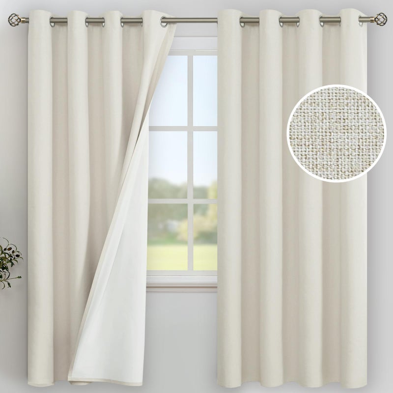 YoungsTex Linen 100% Blackout Curtains 72 Inches Long for Bedroom, Thermal Insulated Black Out Drapes with Grommet for Living Room Window Energy Saving, 2 Panels, 52 X 72 Inch - Image 1