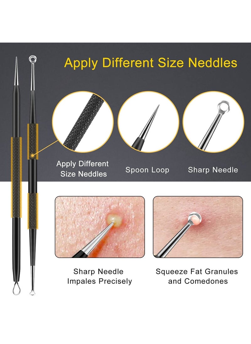 Generic - Pimple Popper Tool Kit, 10Pcs Blackhead Remover Comedone Extractor Tweezers Kit with Metal Case for Quick and Easy Removal of Pimples, Blackheads, Zit Removing, Forehead, Facial Nose Black - Image 1