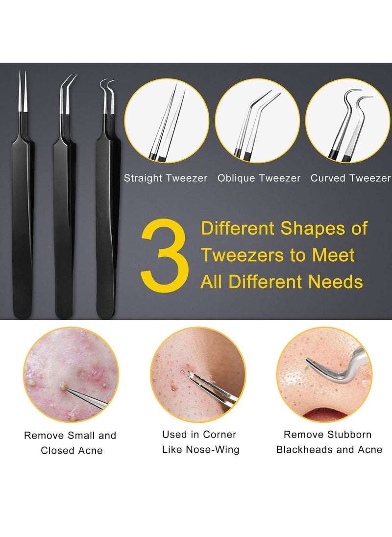 Generic - Pimple Popper Tool Kit, 10Pcs Blackhead Remover Comedone Extractor Tweezers Kit with Metal Case for Quick and Easy Removal of Pimples, Blackheads, Zit Removing, Forehead, Facial Nose Black - Image 1