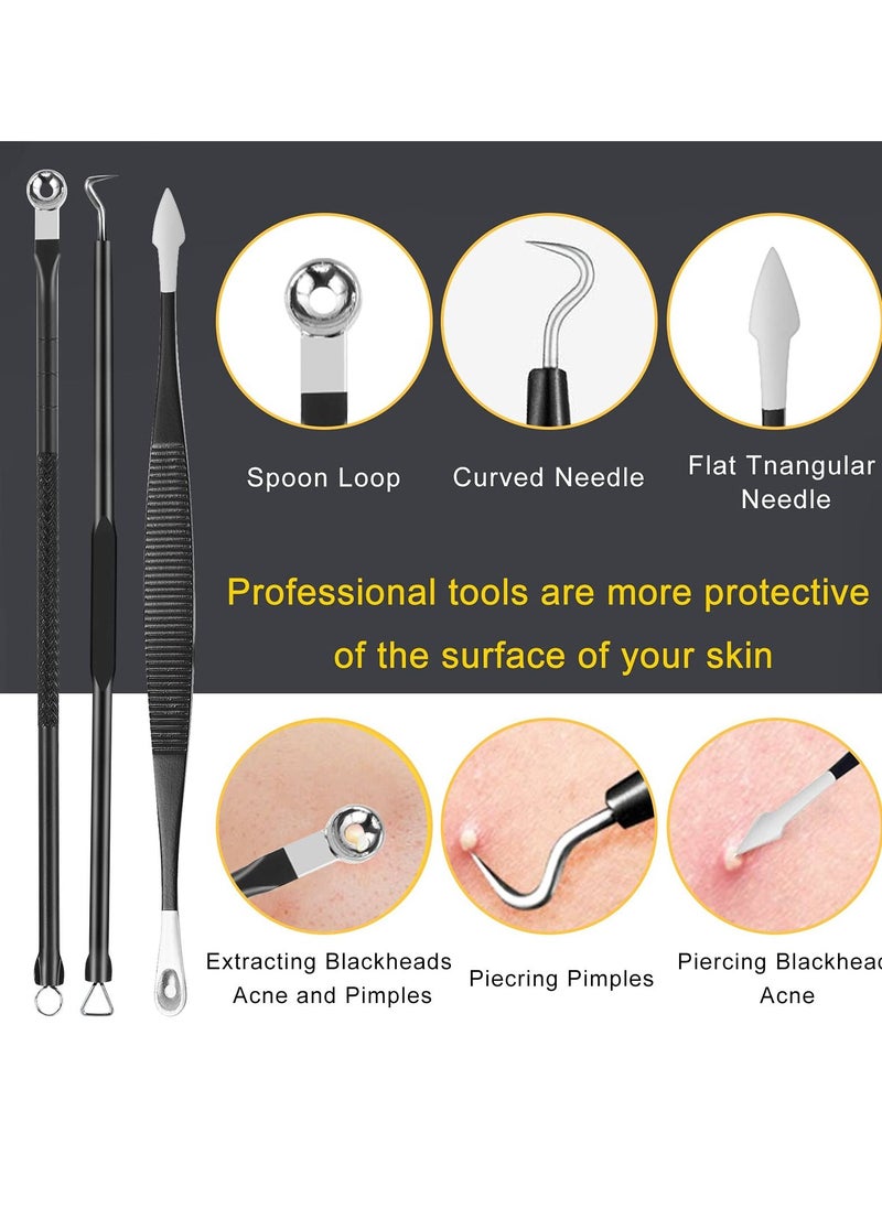 Generic - Pimple Popper Tool Kit, 10Pcs Blackhead Remover Comedone Extractor Tweezers Kit with Metal Case for Quick and Easy Removal of Pimples, Blackheads, Zit Removing, Forehead, Facial Nose Black - Image 1