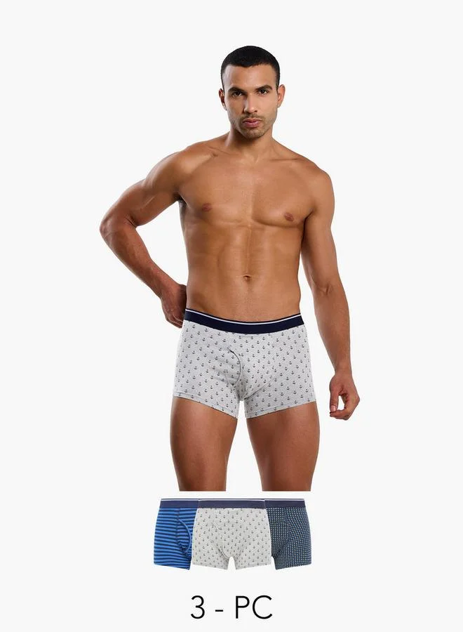 FAV Men Printed Cotton Hipster Trunks - Pack of 3