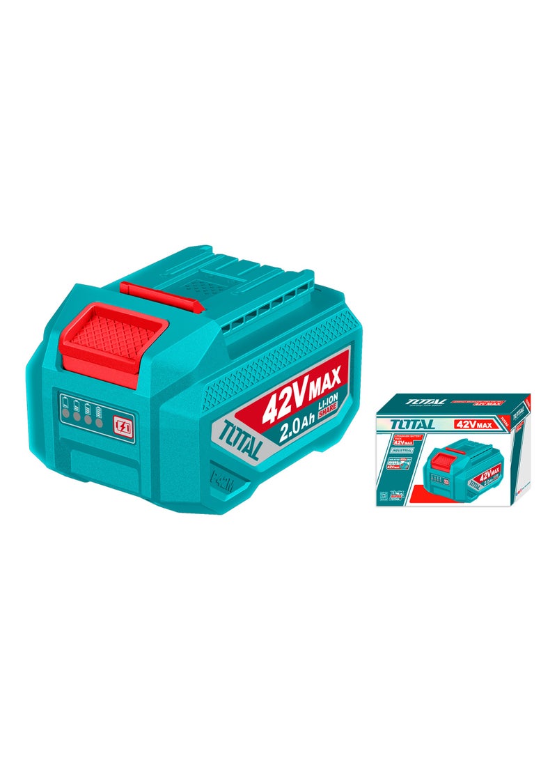 TOTAL 42V Lithium-Ion 2.0Ah Battery Pack - High-Voltage P42M Series Replacement Power Cell with LED Battery Indicator - Universal Fit for All P42M Industrial Tools - TFBLI42201 - Image 1