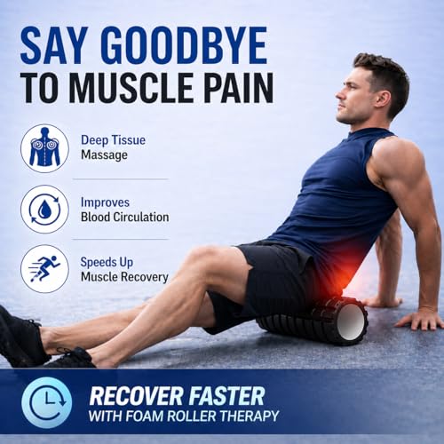 PulGos Black 𝐇𝐢𝐠𝐡 𝐃𝐞𝐧𝐬𝐢𝐭𝐲 Foam Roller for Exercise, Deep Tissue Massage Roller for 𝐑𝐞𝐜𝐨𝐯𝐞𝐫𝐲 & 𝐁𝐚𝐜𝐤 𝐏𝐚𝐢𝐧 𝐑𝐞𝐥𝐢𝐞𝐟 | Muscle Roller for Trigger Point,Yoga, Stretching &Gym - Image 3