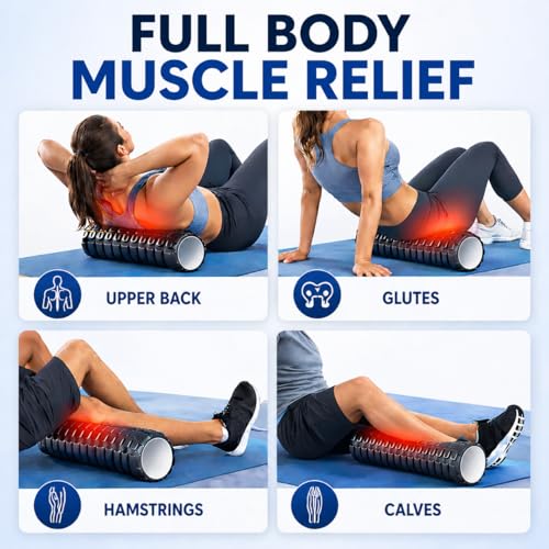 PulGos Black 𝐇𝐢𝐠𝐡 𝐃𝐞𝐧𝐬𝐢𝐭𝐲 Foam Roller for Exercise, Deep Tissue Massage Roller for 𝐑𝐞𝐜𝐨𝐯𝐞𝐫𝐲 & 𝐁𝐚𝐜𝐤 𝐏𝐚𝐢𝐧 𝐑𝐞𝐥𝐢𝐞𝐟 | Muscle Roller for Trigger Point,Yoga, Stretching &Gym - Image 4
