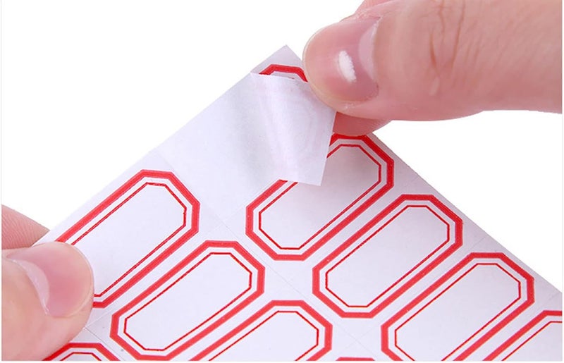AJIODA 20 Sheet/1280pcs 2.6x1.5cm Red Frame White Blank Self-Adhesive Label Stickers, Office Supply, Labels, Food Containers, Jars - Image 2