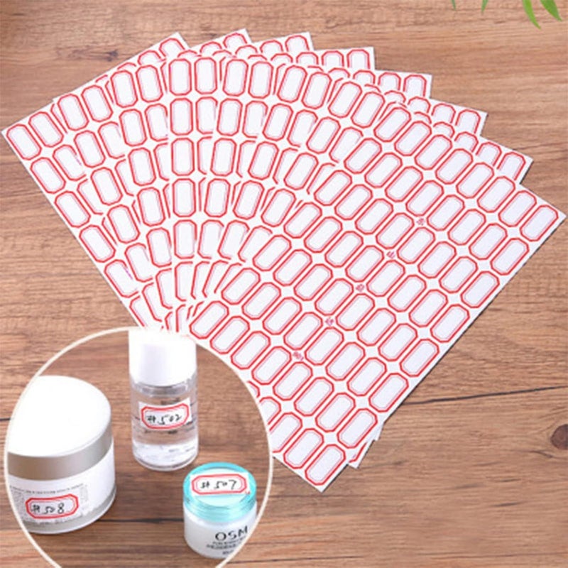 AJIODA 20 Sheet/1280pcs 2.6x1.5cm Red Frame White Blank Self-Adhesive Label Stickers, Office Supply, Labels, Food Containers, Jars - Image 4