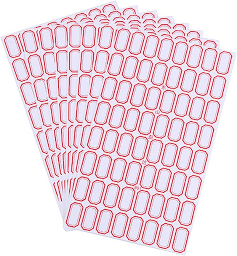 AJIODA 20 Sheet/1280pcs 2.6x1.5cm Red Frame White Blank Self-Adhesive Label Stickers, Office Supply, Labels, Food Containers, Jars - Image 1