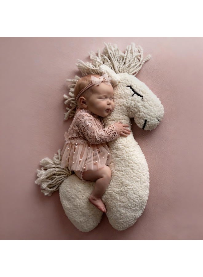 Befygier Newborn Photography Outfits Girl, 2 PCs Baby Girl Photoshoot Props, Newborn Lace Romper with Headband Set for Photo Shoot (Pink Long Sleeve) - Image 5