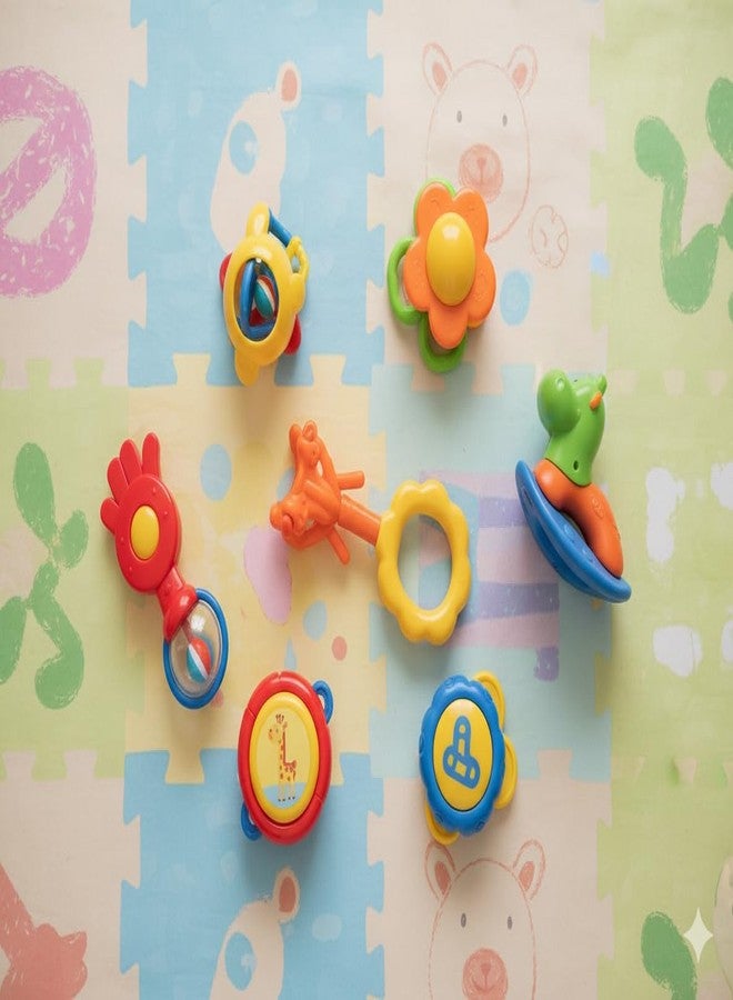 Toyfinity 6 Rattles Baby Rattle Set with teether, Non Toxic Baby Toys for Early Development, Colorful rattles, Safe Grip Design, Premium Quality Infant Toy Set (Assorted Color) - Image 2