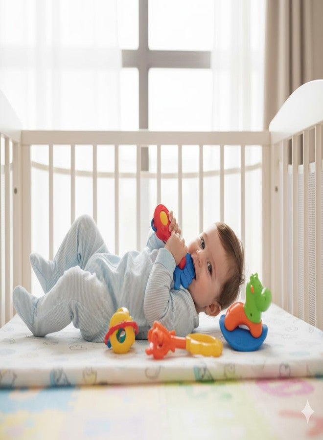 Toyfinity 6 Rattles Baby Rattle Set with teether, Non Toxic Baby Toys for Early Development, Colorful rattles, Safe Grip Design, Premium Quality Infant Toy Set (Assorted Color) - Image 1