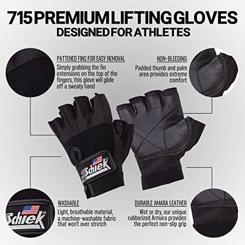 Schiek Sports 715 Premium Gel Lifting Gloves - Exercise Equipment Gloves (X-Large) - Image 3