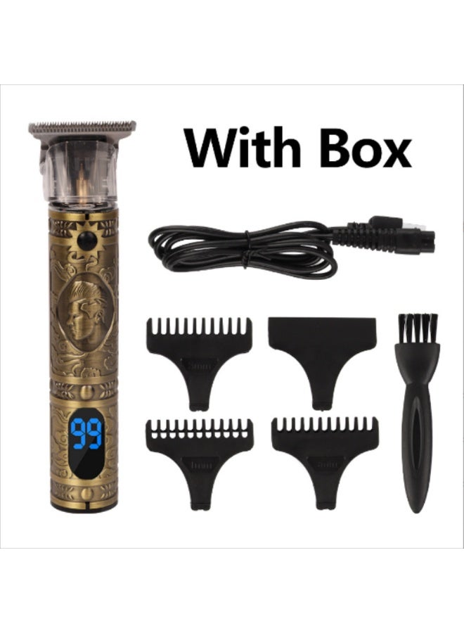 YACD D-001 Professional Rechargeable Hair Trimmer for Men with Sharp Stainless Steel T-Blade, LED Battery Display, Cord and Cordless Operation, USB Charging and 4 Cutting Length Attachments - Image 2