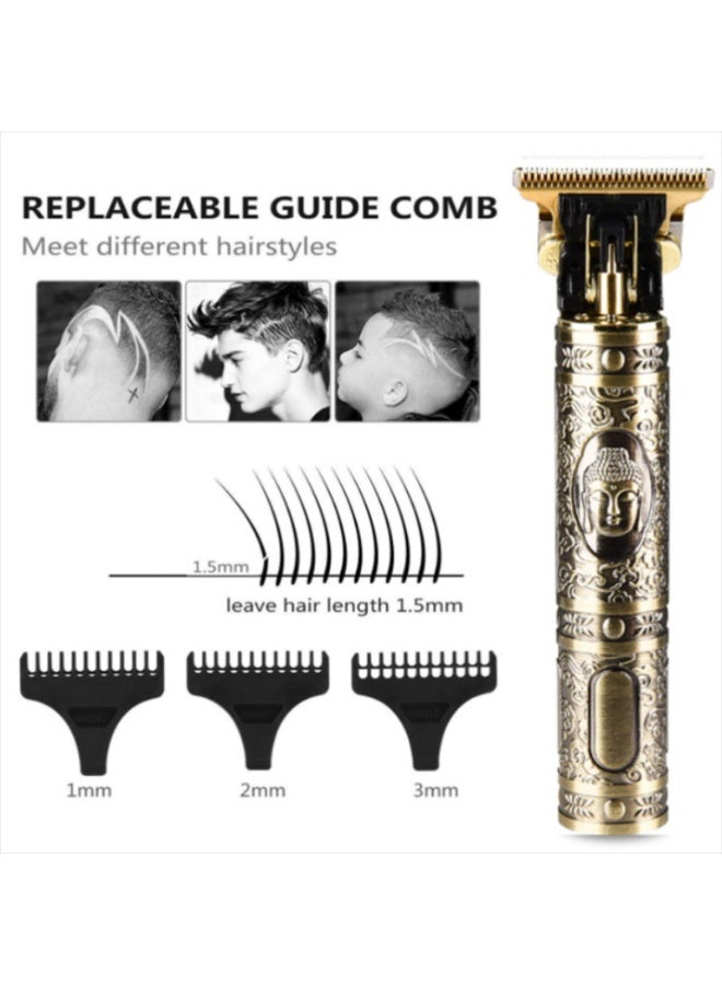 YACD D-001 Professional Rechargeable Hair Trimmer for Men with Sharp Stainless Steel T-Blade, LED Battery Display, Cord and Cordless Operation, USB Charging and 4 Cutting Length Attachments - Image 3