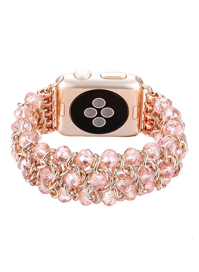 ISank Elasticized Crystal Strap Replacement Band for Apple Watch Series 1/2/3/4 42mm/44mm Pink - Image 2