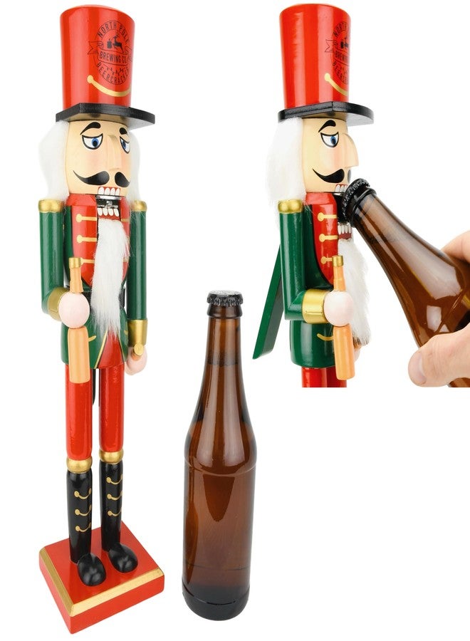 Tree Buddees Beercracker Bottle Opener Nutcracker 15" Tall Functional Bottle Opening & Festive Holiday Décor Bottlecracker - Funny Gift for Men, Beer Lovers & Holiday Parties - Image 1