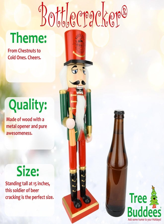 Tree Buddees Beercracker Bottle Opener Nutcracker 15" Tall Functional Bottle Opening & Festive Holiday Décor Bottlecracker - Funny Gift for Men, Beer Lovers & Holiday Parties - Image 2