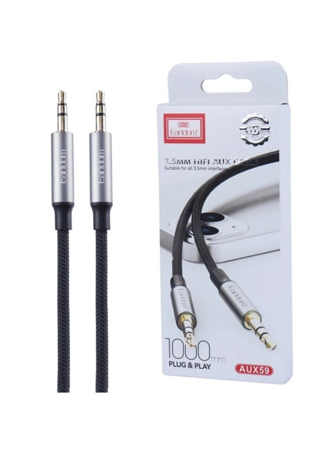 أيرلدوم 3.5mm Audio Cable AUX59 – Nylon Braided, 1 m – Grey - Image 3