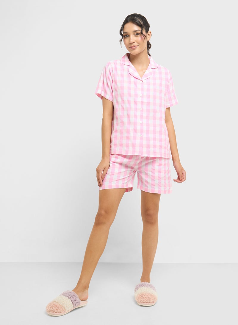 Ginger Cotton Checkered Shirt & Short Pj Set  - Image 5