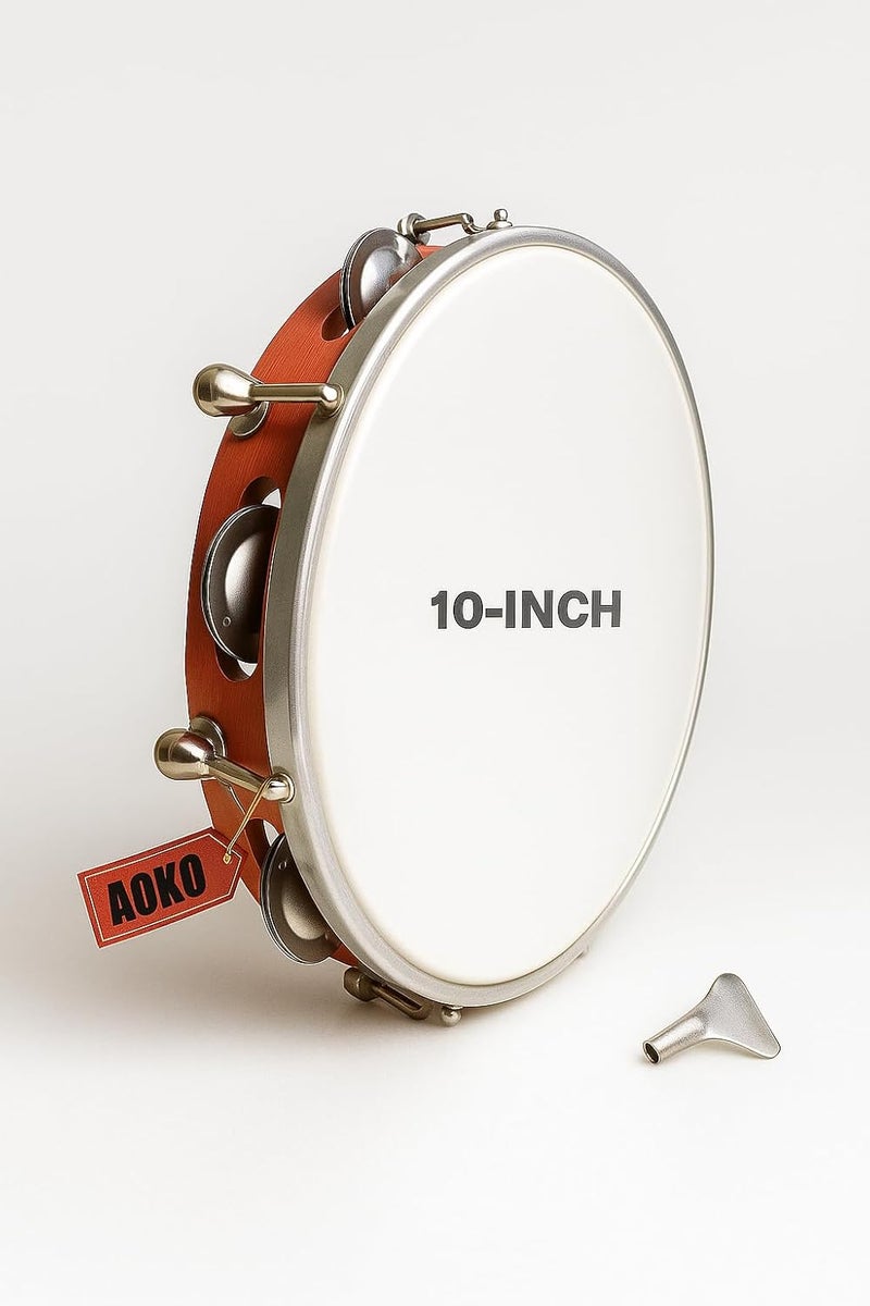 AOKO Dafli Musical Instrument - Handheld Tambourine, 10 Inch Fiber Dapli Percussion Instrument - Image 1