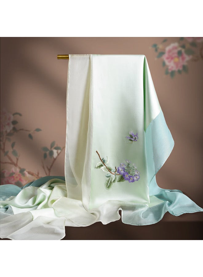 Hang Silk House وشاح هانغسي مانشن سوتشو مطرز من الحرير الخالص للزوجة المسنّة أو الأم، هدية عيد ميلاد أو عيد الأم للنساء باللون الأخضر - Image 1