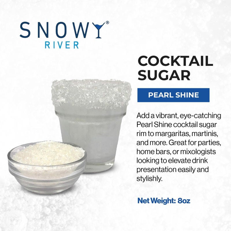 Snowy River Pearl, Cocktail & Margarita Sugar Rimmer - Vibrant Color Glass Rimming Sugar with Medium Crystal Texture - 8oz - Image 2