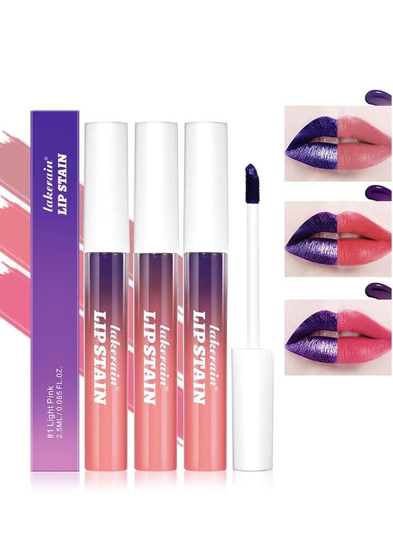 lakerain Peel Off Lip Tint Stain 3 Pieces, Lip Stain Peel Off Tattoo, Waterproof Transfer Proof Long Lasting Lip Stain Tint Lip Large, Highly Pigmented Matte Finish Lipstick - Image 1