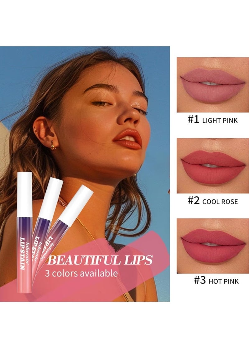 lakerain Peel Off Lip Tint Stain 3 Pieces, Lip Stain Peel Off Tattoo, Waterproof Transfer Proof Long Lasting Lip Stain Tint Lip Large, Highly Pigmented Matte Finish Lipstick - Image 2