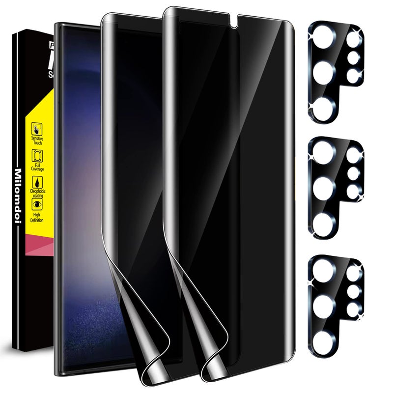 Milomdoi [2+3Pack] For Samsung Galaxy S23 Ultra Privacy Screen Protector [Not Glass] Accessories 2 Pack Film Privacy Screen For Samsung S23 Ultra 5G With 3 Pack Tempered Glass camera lens protector - Image 1