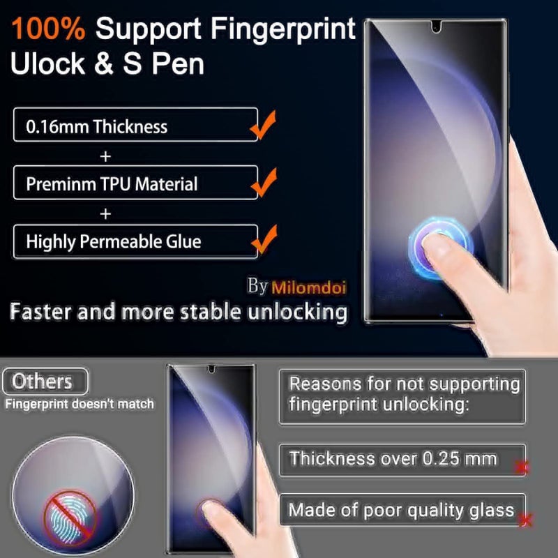 Milomdoi [2+3Pack] For Samsung Galaxy S23 Ultra Privacy Screen Protector [Not Glass] Accessories 2 Pack Film Privacy Screen For Samsung S23 Ultra 5G With 3 Pack Tempered Glass camera lens protector - Image 4