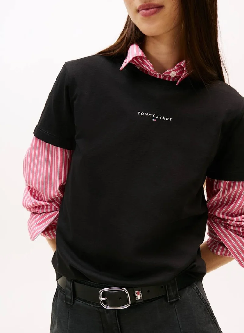 TOMMY JEANS Linear Logo Crew Neck T-Shirt
