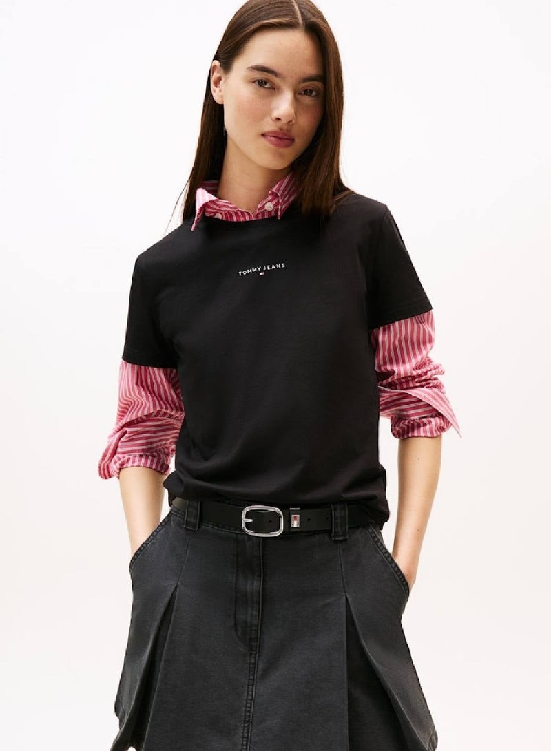 تومي جينز تيشيرت بشعار برقبة دائرية - Image 1