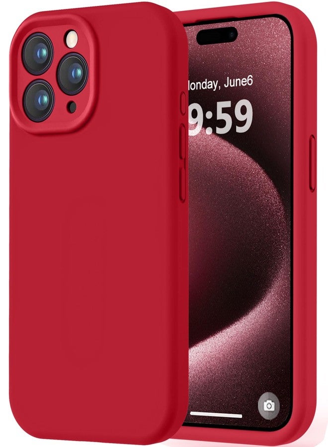 LOVE 3000 جراب LOVE 3000 مصمم خصيصًا لهاتف iPhone 15 Pro Max، مصنوع من السيليكون الفاخر مع بطانة داخلية ناعمة من الألياف الدقيقة المقاومة للخدش، جراب واقٍ مقاوم للصدمات مناسب للرجال والنساء والفتيات، مقاس 6.7 بوصة، باللون الأحمر - Image 1