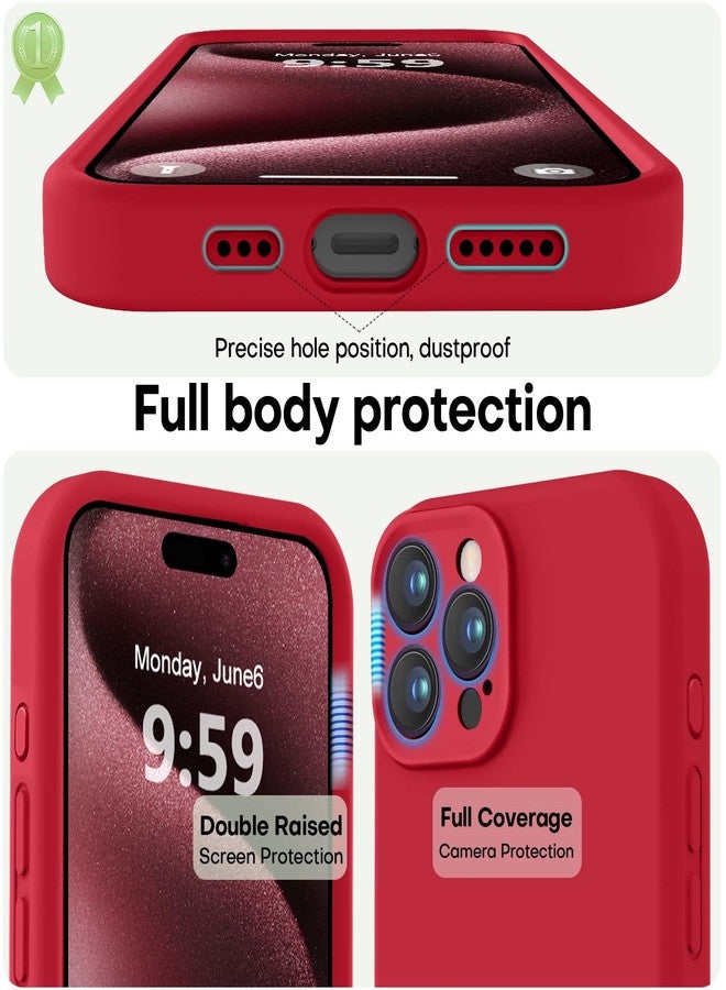 LOVE 3000 جراب LOVE 3000 مصمم خصيصًا لهاتف iPhone 15 Pro Max، مصنوع من السيليكون الفاخر مع بطانة داخلية ناعمة من الألياف الدقيقة المقاومة للخدش، جراب واقٍ مقاوم للصدمات مناسب للرجال والنساء والفتيات، مقاس 6.7 بوصة، باللون الأحمر - Image 3