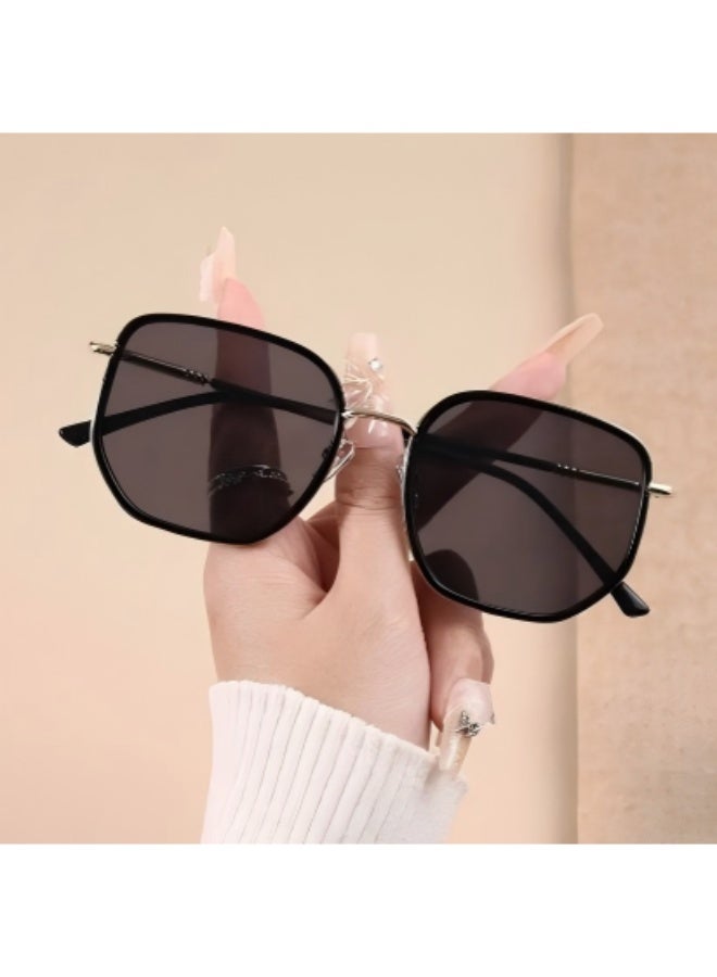 SCENT HOUSE 1pc Oversized Rectangular Fashion Glasses for Women & Men - Vintage Fashion Lightweight Plastic Frame, Dark Tinted Decorative Lenses, Unisex Accessories for & Casual Outfits, Retro Style, Durable Design, Trendy Eyewear, Styleconscious Buyers (Includes eyeglass case),sunglasses - Image 1