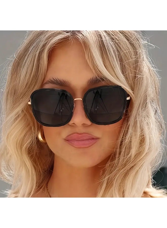 SCENT HOUSE 1pc Oversized Rectangular Fashion Glasses for Women & Men - Vintage Fashion Lightweight Plastic Frame, Dark Tinted Decorative Lenses, Unisex Accessories for & Casual Outfits, Retro Style, Durable Design, Trendy Eyewear, Styleconscious Buyers (Includes eyeglass case),sunglasses - Image 2