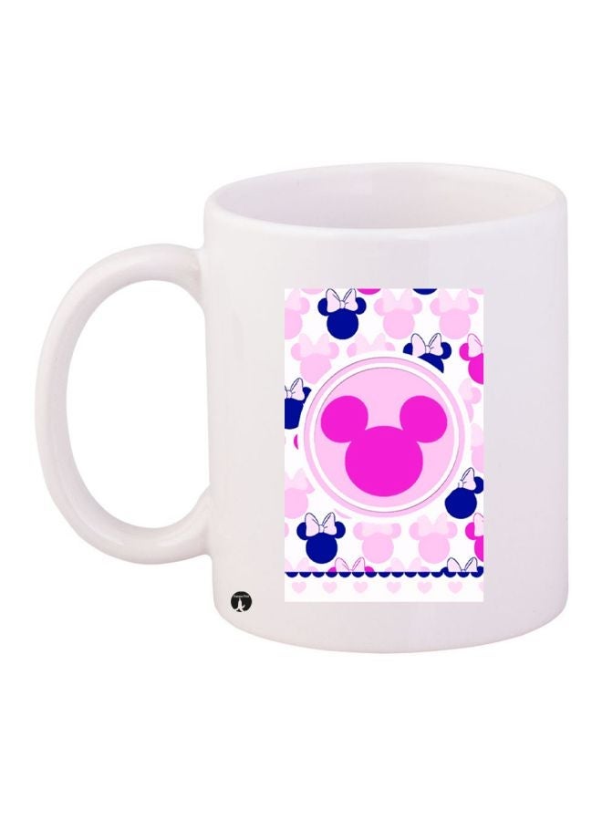 Mickey Printed Coffee Mug White/Pink/Blue 11ounce