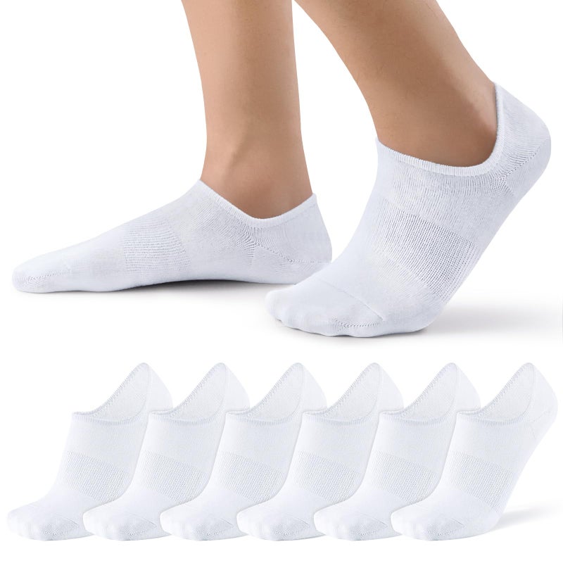 SIXDAYSOX White Socks for Men 6 pairs Cozy Cotton Mens Low Cut Socks Size 10-13 - Image 1