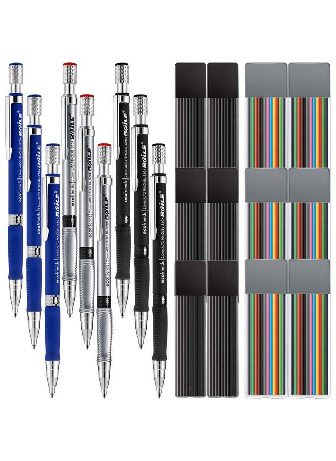 Jovitec - JOVITEC 21 Pieces 2.0 mm Mechanical Pencil Set, 9 Pieces Automatic Pencils 12 2 mm Mechanical Pencil Colored Refills (Color and Black) for School Students Writing Draft Drawing, Painter Art Sketching - Image 1