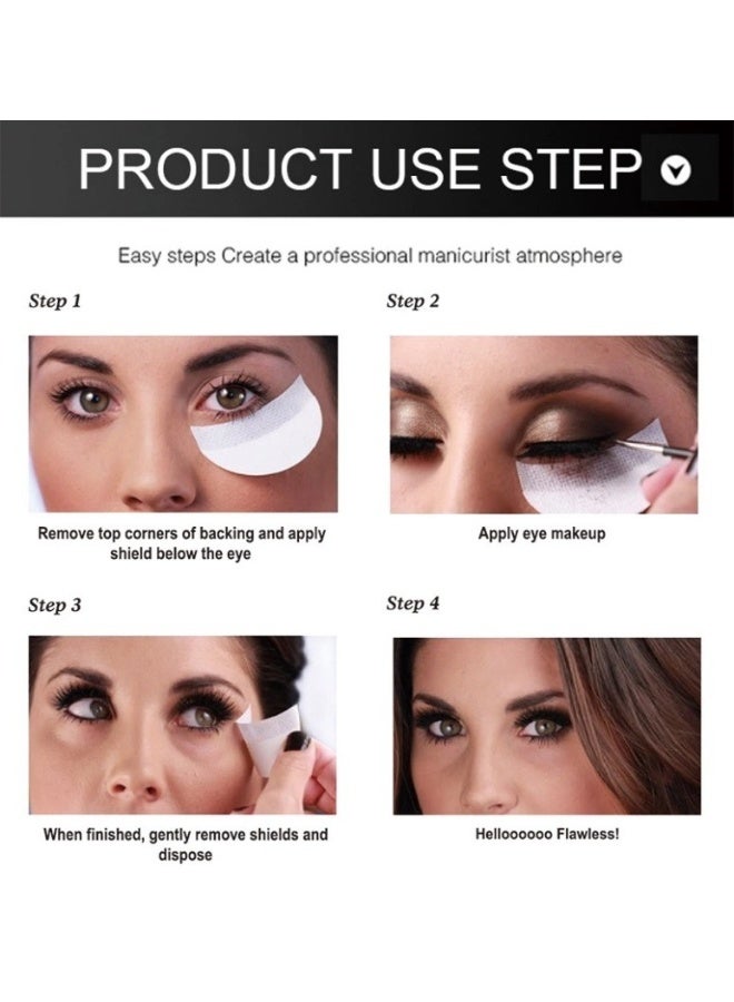 ningnatural 100 PCS Eyeshadow Shields , Disposable Eye Shadow Stencil Pads, Half-Moon Eyeliner Patches for Makeup, Lint-Free Under Eye Stickers for Eyelash Extension and Eyeshadow Application (White) - Image 3