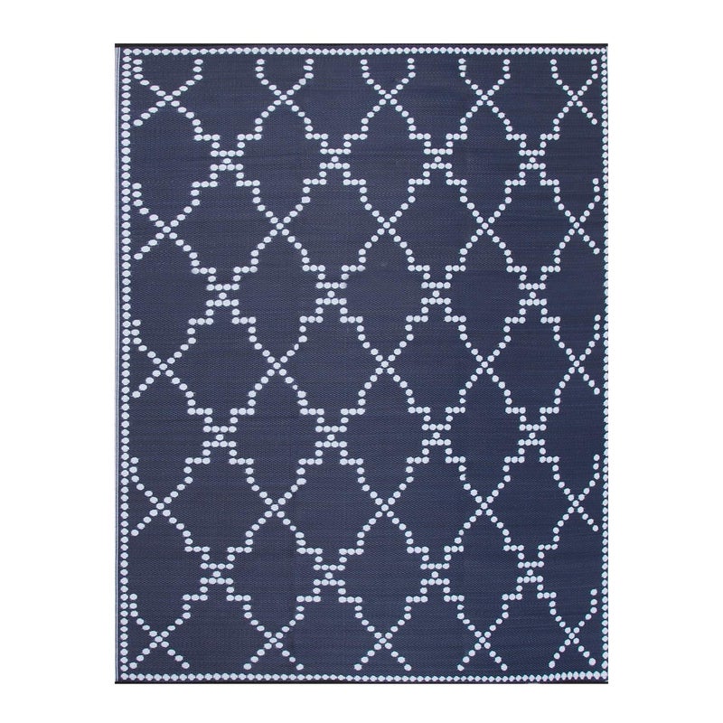 Santex Reversible OutdoorIndoor Plastic Straw Rugs Waterproof Portable Mat Easy to Clean Outdoor Patio MatPerfect for Garden Patio Picnic Decking Blue8x10 Feet
