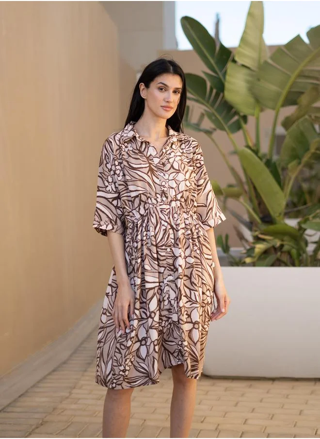 سانسكريتي هومز Sanskrutihomes Printed Collared Knee-Length Dress