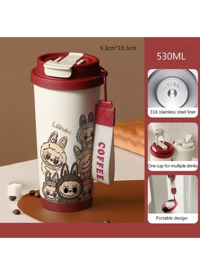 LABUBU Labubu 316 Stainless Steel Vacuum Insulated Cup ,530ML Insulated Cold Coffee Cup  - Image 1