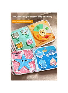 Generic Quiet Tearing Book Baby Can Chew Baby Puzzle Early Education Cloth Book Toy 8 Hand Tearing Book 6 Tear Not Broken 0-Color:[animal Awareness + Marine Animals] Two Value Packs  - Image 1