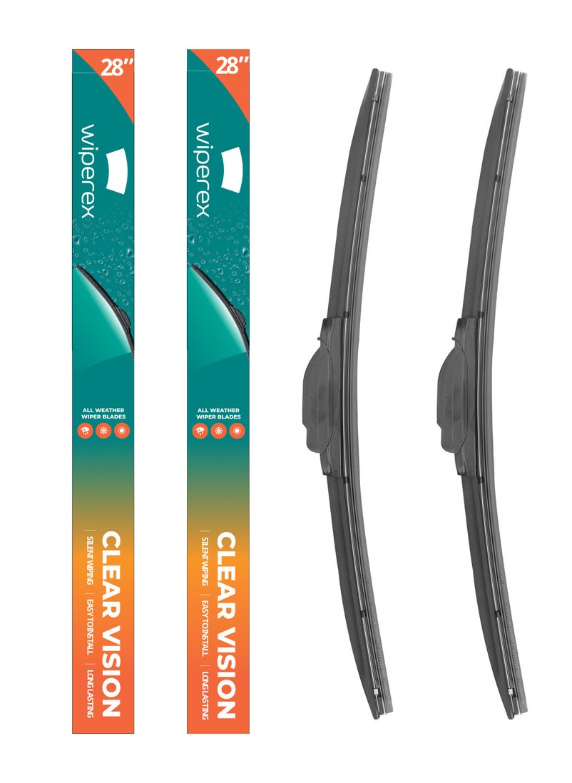 Wiperex WiperEx Wiper Blades for Ford Focus 2012 2013 2014 2015 2016 2017 28" + 28" All Weather, Uniform Wiping, Premium Rubber, Perfect Fit, Silent, Reduced Wind Lift, No Marks (Set of 2)  - Image 1